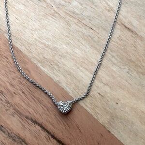 Sterling Silver cubic zirconia short Heart Necklace